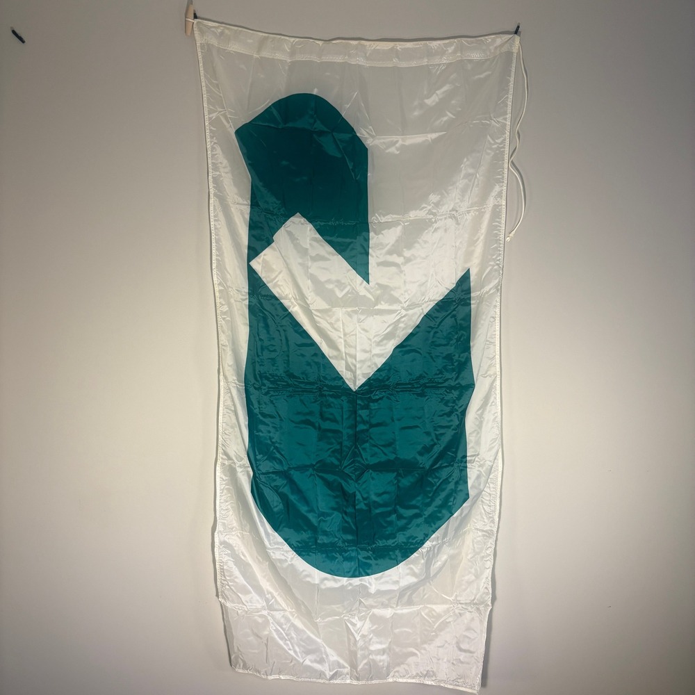 Vintage Gatineau Quebec City Flag White Teal Nylon Banner 34x72